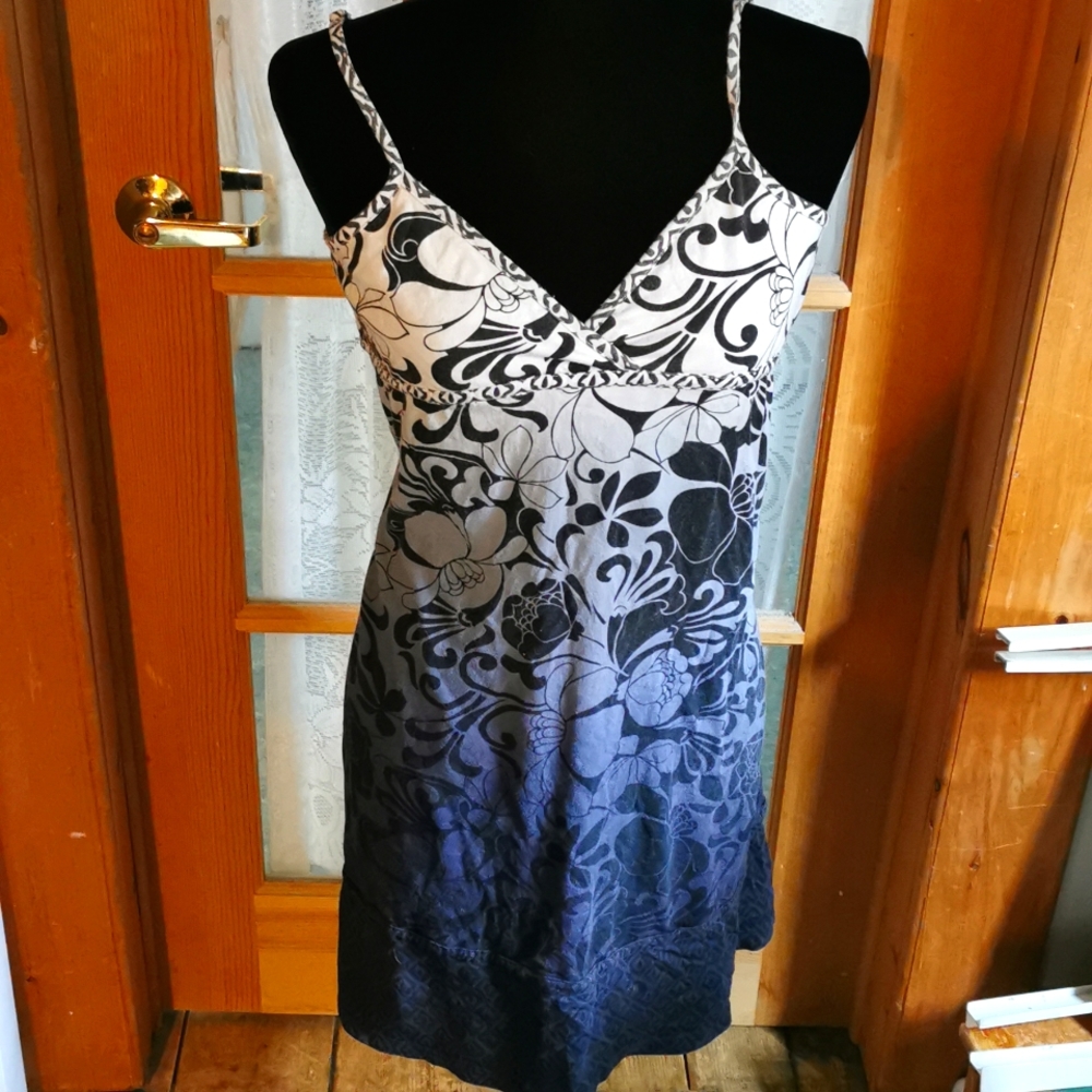 ROXY Sundress black grey white size large